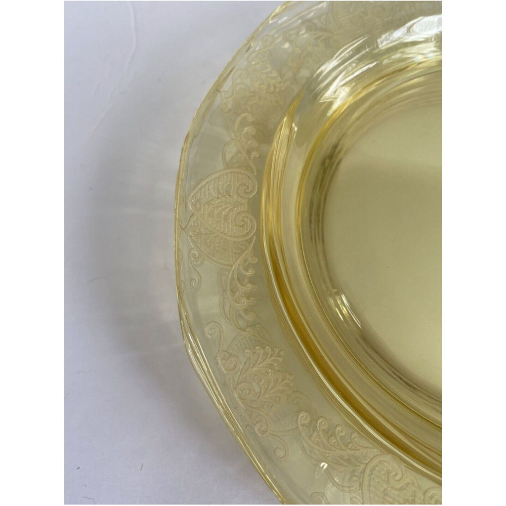 Six Vintage Fostoria Trojan Topaz 7.25” Salad Plates Depression Glass 1929-39 - Picture 2 of 5